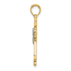 14K W/ Rhodium Polished Fancy Cross Charm