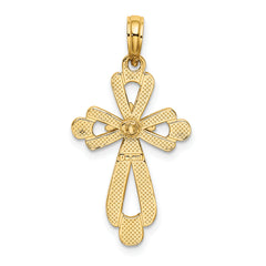 14K W/ Rhodium Polished Fancy Cross Charm