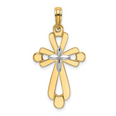 14K W/ Rhodium Polished Fancy Cross Charm