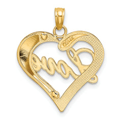 14k with White Rhodium Heart Diamond-cut LOVE Charm