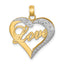 Love Heart Charm in 14K Two-Tone Gold, 22mm Diamond-Cut - Sophia Jewelers
