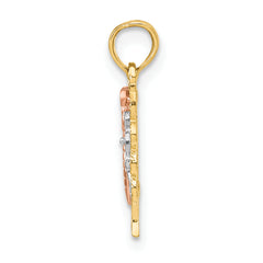 14k Two-Tone w/White Rhodium Butterfly Cut-Out Charm