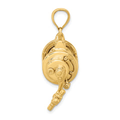 14K Moveable 3D Fishing Reel Charm