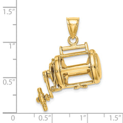 14K Moveable 3D Fishing Reel Charm