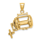 14K Moveable 3D Fishing Reel Charm