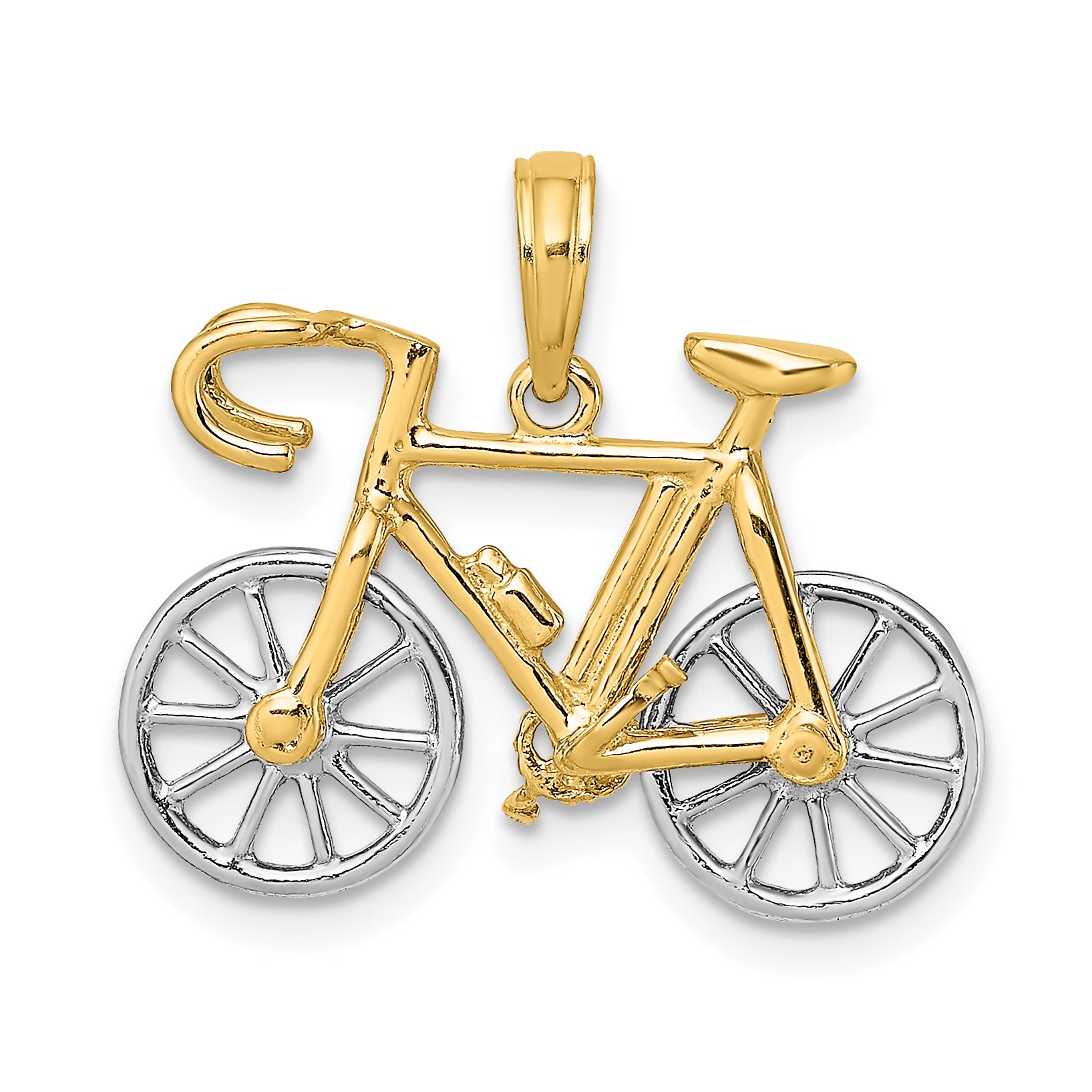 14k Two-tone 3-D Ten Speed Bicycle Charm