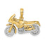 Motorcycle Pendant in 14K Two-Tone Gold with Moveable Wheels, 16mm - Sophia Jewelers
