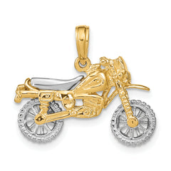 14k Two-tone 3-D Moveable Dirt Bike Motorcycle Charm