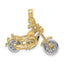 Motorcycle Chopper Charm in 14K Two-Tone Gold with Moveable Wheels - Sophia Jewelers