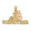14K Two-tone Polished #1 GODMOTHER and Hearts Pendant