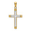 14K W/ Rhodium Polished Tubular Cross Charm