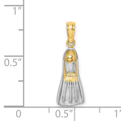 14k Rhodium 3-D Scuba Flipper Charm