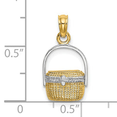 14K W/ Rhodium 2-D Nantucket Basket Charm