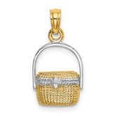 14K W/ Rhodium 2-D Nantucket Basket Charm