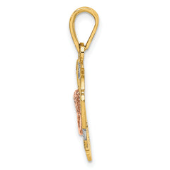 14K Two-tone w/White Rhodium Angel In Heart Charm