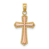 14K Two-tone w/ Beaded Trim Cross Charm