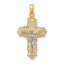 Lace Trim Crucifix Charm in 14K Two-Tone Gold, 27mm Textured - Sophia Jewelers