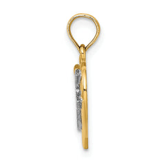 14K W/ Rhodium Cross In Heart Charm