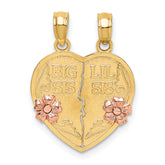 14k Two-Tone BIG SIS-LIL SIS Break-apart Heart Charm