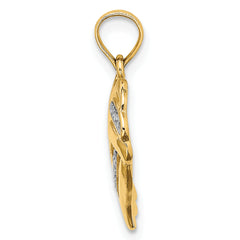 14k w/ White Rhodium Textured Heart Charm