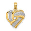 14k w/ White Rhodium Textured Heart Charm