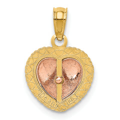 14k Yellow and Rose Gold Polished Heart Beaded Charm