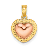 14k Yellow and Rose Gold Polished Heart Beaded Charm