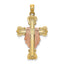 Cross with Drape Charm in 14K Two-Tone Gold, 32mm Textured - Sophia Jewelers