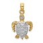 Swimming Sea Turtle Charm in 14K Yellow Gold, 24mm - Sophia Jewelers