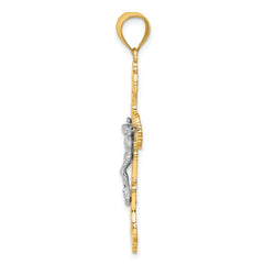 14K Two-tone Crucifix W/ Scrolled Tips Charm