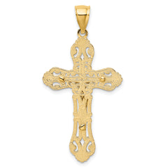 14K Two-tone Crucifix W/ Scrolled Tips Charm