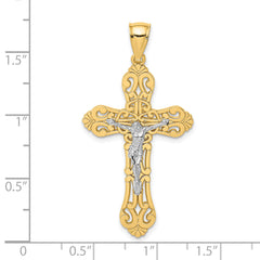 14K Two-tone Crucifix W/ Scrolled Tips Charm