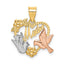 Madre Heart with Doves Charm in 14K Two-Tone Gold, 21mm - Sophia Jewelers