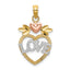 14k Two-Tone w/ White Rhodium LOVE Inside Heart Pendant