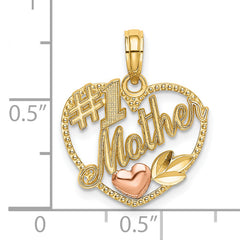14k Two-Tone Heart w/ #1 MOTHER Charm