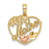 14k Two-Tone Heart w/ #1 MOTHER Charm
