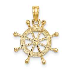 14K W/ Rhodium 2-D Ship Wheel Charm