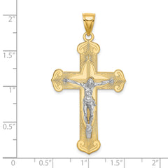 14K Two-tone Engraved Crucifix Charm