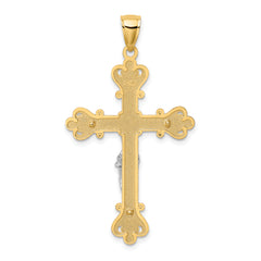 14k Two-Tone Engraved Crucifix Charm