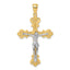 Crucifix Charm in 14K Two-Tone Gold, 45mm Textured - Sophia Jewelers