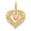 Heart Dangle Charm in 14K Two-Tone Gold with Lace Border, 25mm - Sophia Jewelers
