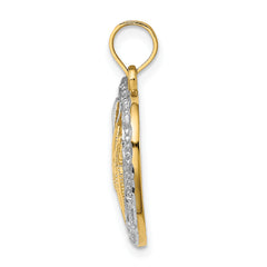 14k w/ Rhodium Textured #1 MOM In Heart Charm