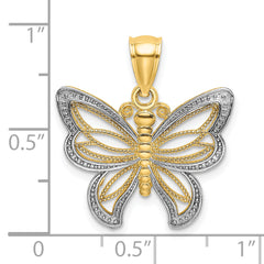 14k w/Rhodium Butterfly w/ White Beaded Wings Charm