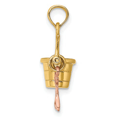 14K Rose and Yellow Gold 3-D Beach Bucket and Shovel Charm