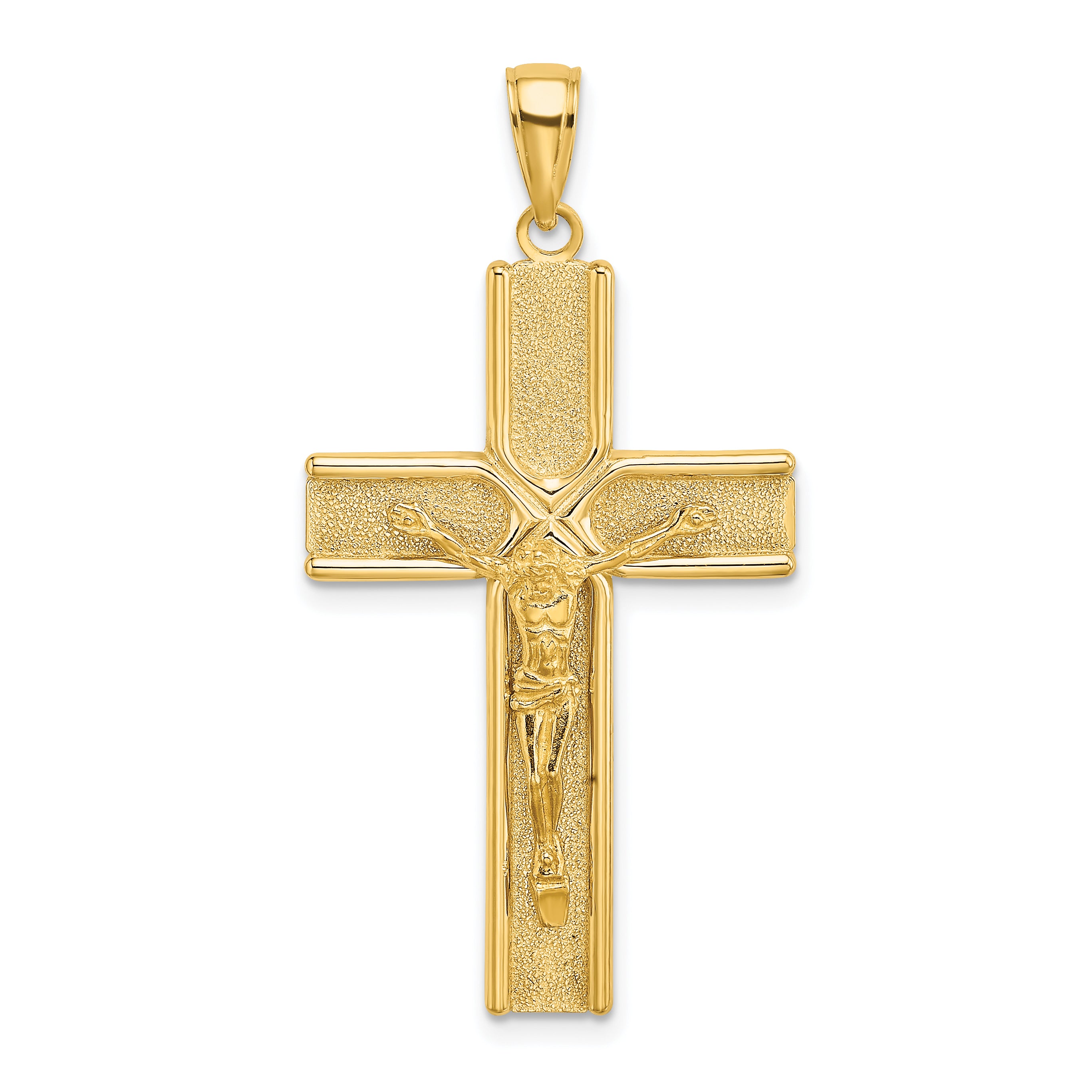 14K W/ Satin Finish Crucifix Charm