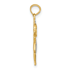 14K Textured w/Rhodium Girl Charm