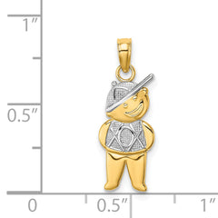 14K Textured w/Rhodium Boy Charm