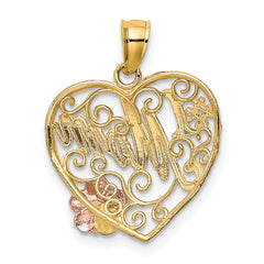 14k Two-tone w/White Rhodium #1 MOM Heart Charm
