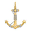 14K 3-D Large Anchor Wrapped Rope Charm Yellow Gold with Rhodium Plating