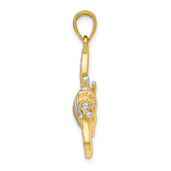 14k White Rhodium 3-D Bumblebee Charm